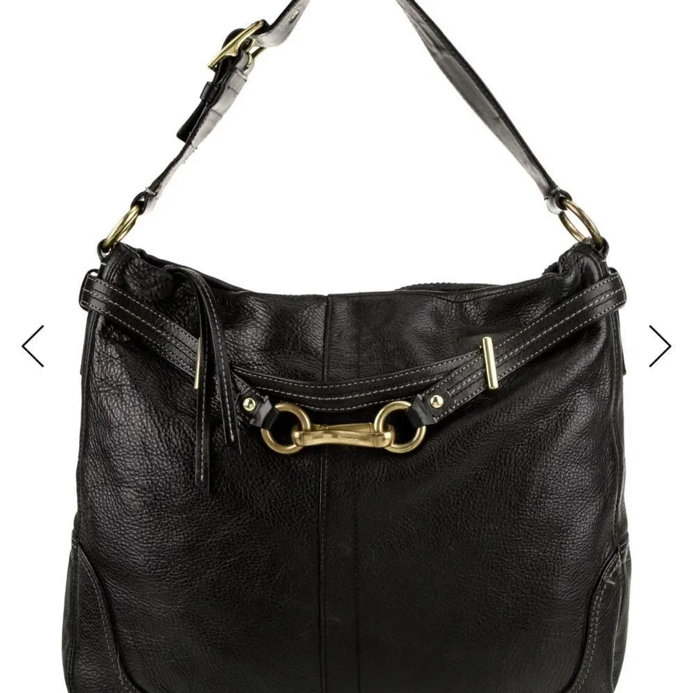 Coach Black Leather Hobo Bag with Gold Hardware